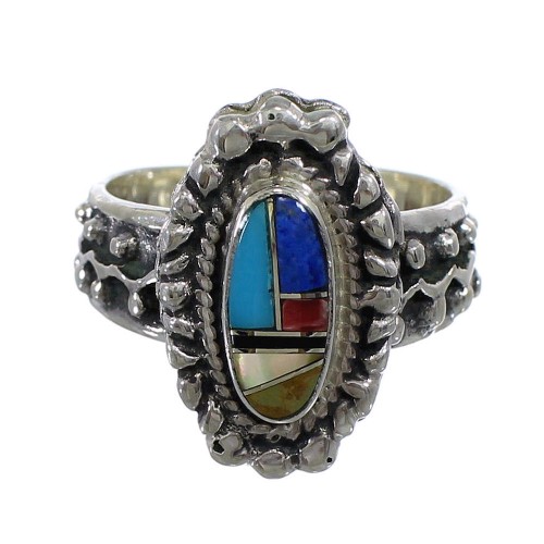 Multicolor Southwest Sterling Silver Ring Size 7-1/4 EX56244