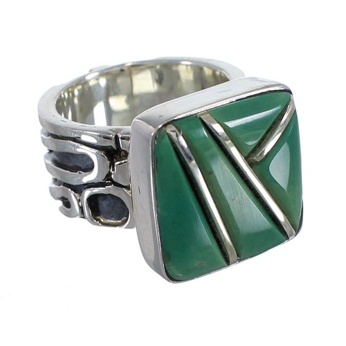 Turquoise Inlay Southwest Silver Jewelry Ring Size 4-1/2 AX55621