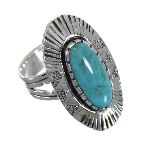 Southwestern Turquoise And Genuine Sterling Silver Jewelry Ring Size 6-3/4 VX56920