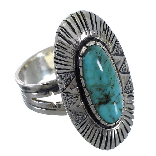 Southwestern Genuine Sterling Silver Turquoise Ring Size 5-3/4 VX56961