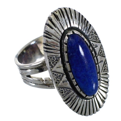 Genuine Sterling Silver And Lapis Southwest Ring Size 7-1/4 VX57039