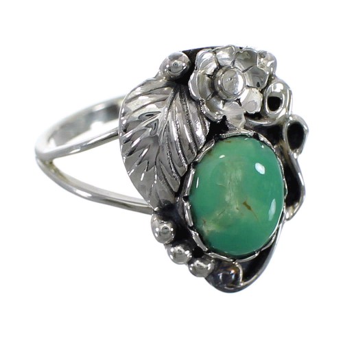 Authentic Sterling Silver And Turquoise Flower Southwest Ring Size 5-3/4 VX57144