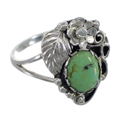 Authentic Sterling Silver And Turquoise Flower Jewelry Ring Size 8-1/2 VX57149