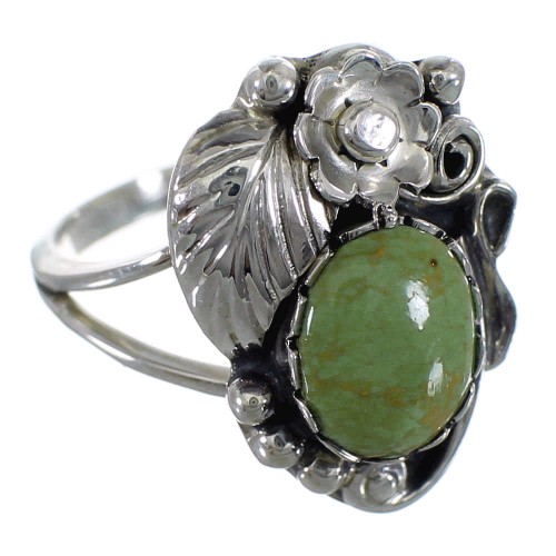 Genuine Sterling Silver And Turquoise Flower Southwest Jewelry Ring Size 4-1/2 VX57153