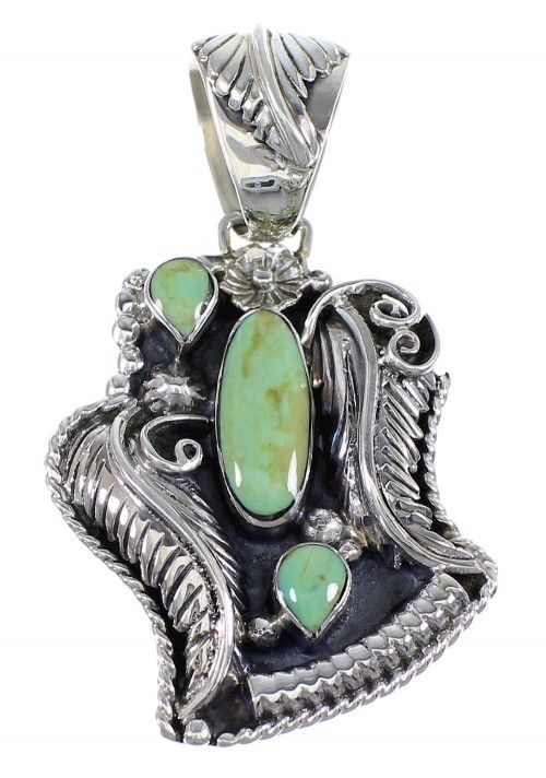 Southwest Silver And Turquoise Feather Slide Pendant RX54441