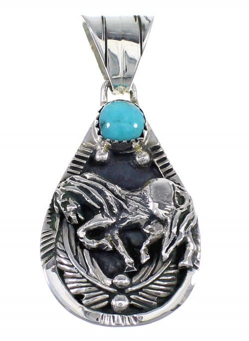 Turquoise And Sterling Silver Horse Pendant RX54477