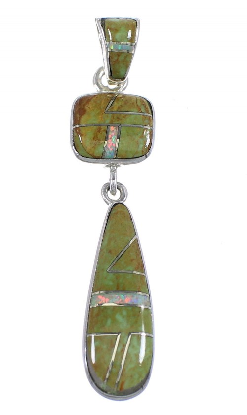 Turquoise And Opal Inlay Sterling Silver Pendant RX54498