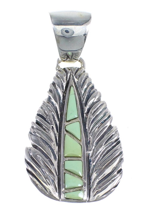 Silver And Turquoise Feather Pendant Jewelry RX54507