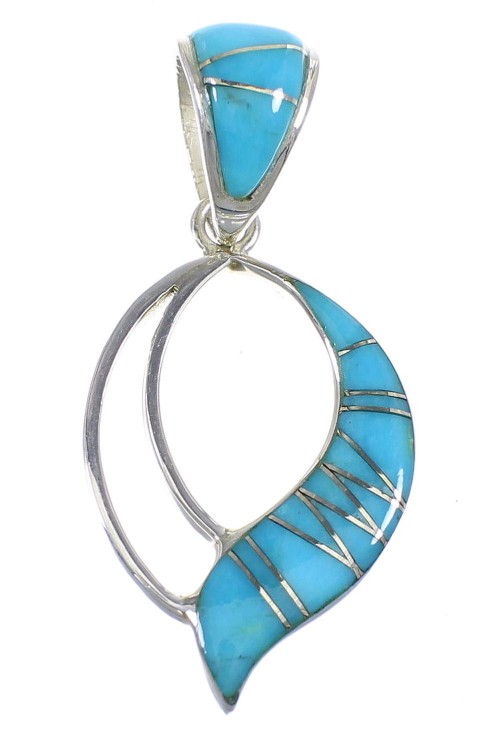 Sterling Silver And Turquoise Inlay Slide Pendant RX54525