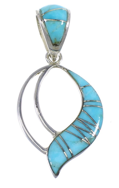 Genuine Sterling Silver And Turquoise Inlay Pendant RX54528