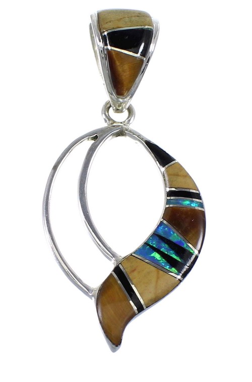 Multicolor Inlay Sterling Silver Slide Pendant RX54538