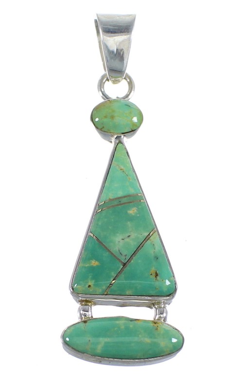 Southwest Turquoise Inlay And Sterling Silver Pendant RX54546