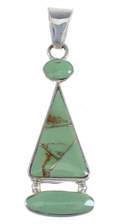 Genuine Sterling Silver And Turquoise Inlay Pendant RX54558