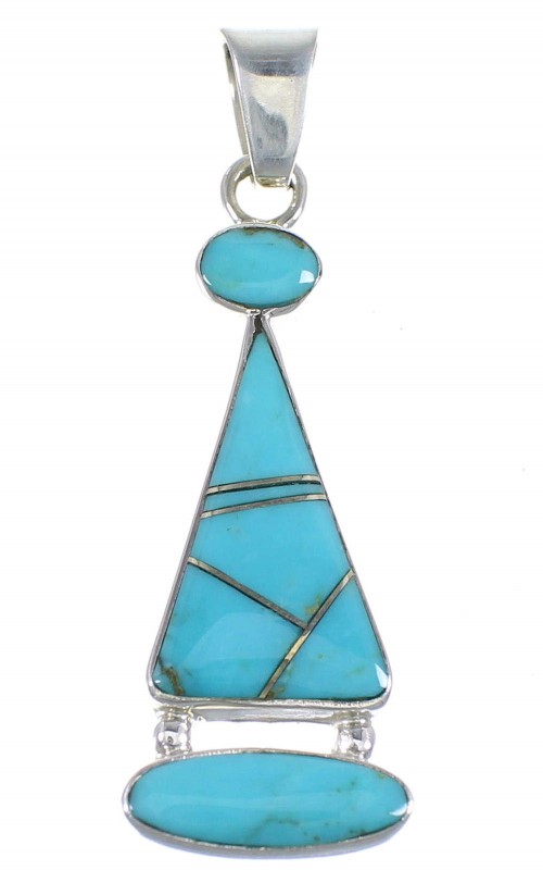 Authentic Silver And Turquoise Slide Pendant RX54564
