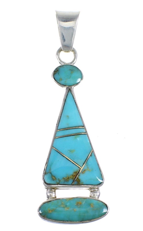 Sterling Silver And Turquoise Southwest Pendant RX54567
