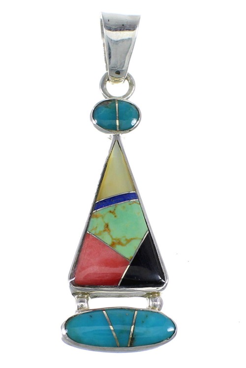 Southwestern Multicolor Silver Pendant RX54575