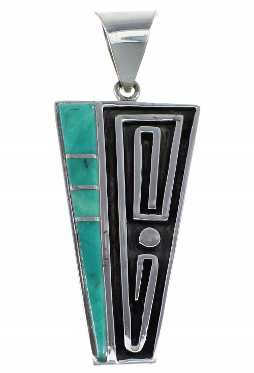 Southwestern Turquoise Inlay And Silver Pendant JX54235