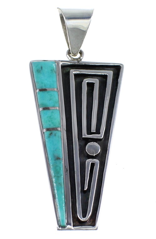 Genuine Sterling Silver Turquoise Southwest Pendant JX54242