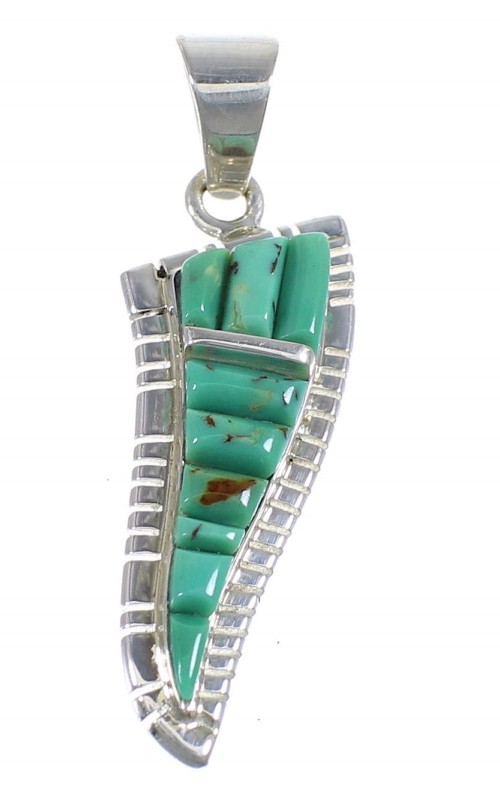 Sterling Silver Southwest Turquoise Inlay Slide Pendant JX54253