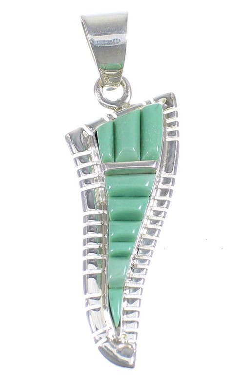 Genuine Sterling Silver And Turquoise Inlay Slide Pendant JX54258