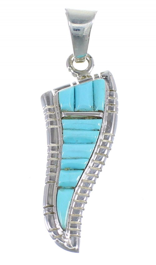 Sterling Silver And Turquoise Southwest Slide Pendant JX54266