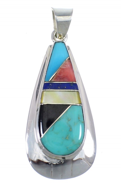 Southwest Multicolor Inlay And Sterling Silver Pendant RX54310