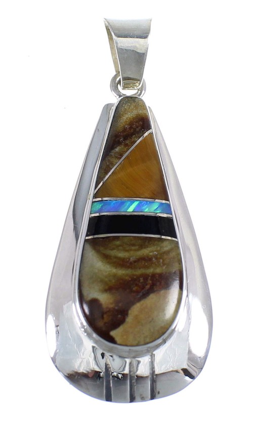 Multicolor Authentic Sterling Silver Southwest Pendant RX54295