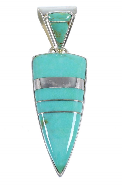 Turquoise Southwestern Silver Slide Pendant RX54296