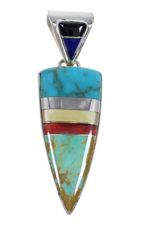 Genuine Sterling Silver Southwest Multicolor Pendant RX54302