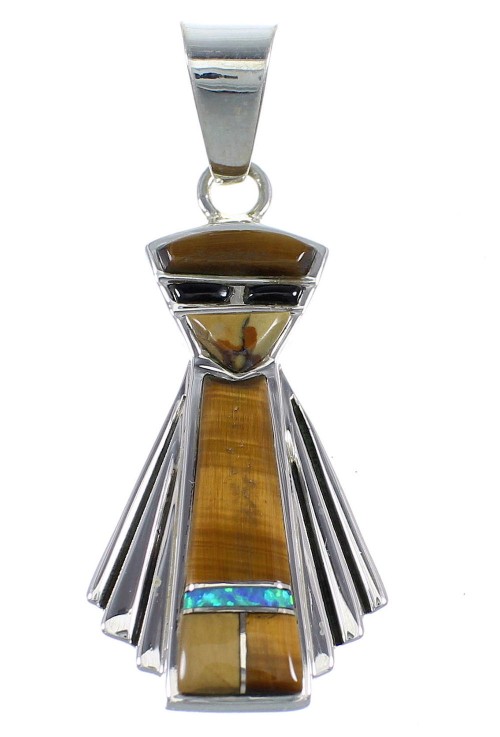 Southwest Multicolor Inlay Sterling Silver Pendant RX54323