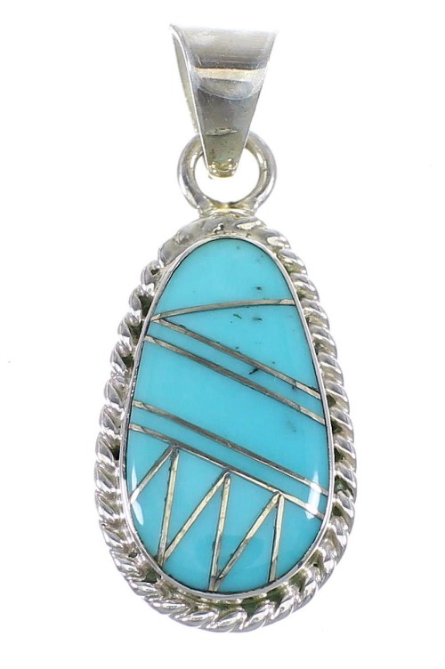 Southwestern Sterling Silver And Turquoise Pendant RX54367