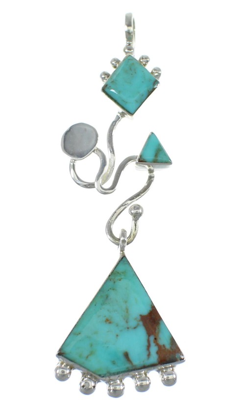 Silver And Turquoise Slide Southwest Pendant WX57874