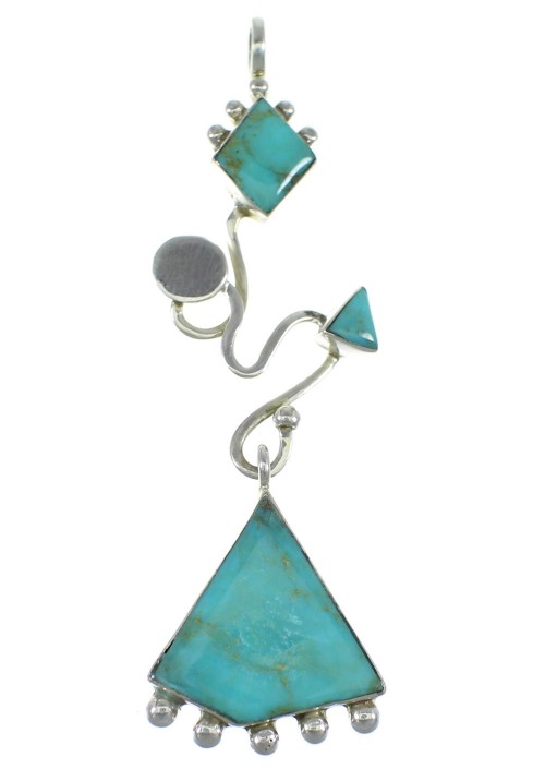 Southwest Turquoise Silver Slide Pendant WX57887