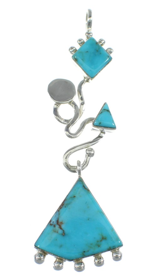 Southwestern Silver Turquoise Slide Pendant WX57891