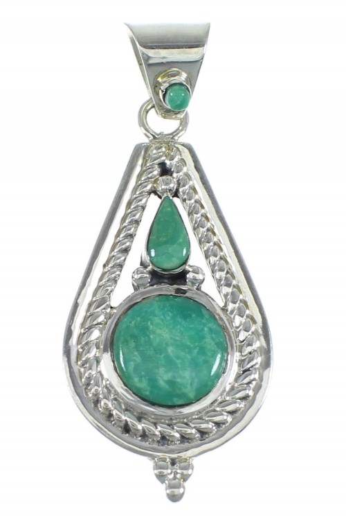 Turquoise Silver Southwestern Slide Pendant WX57904