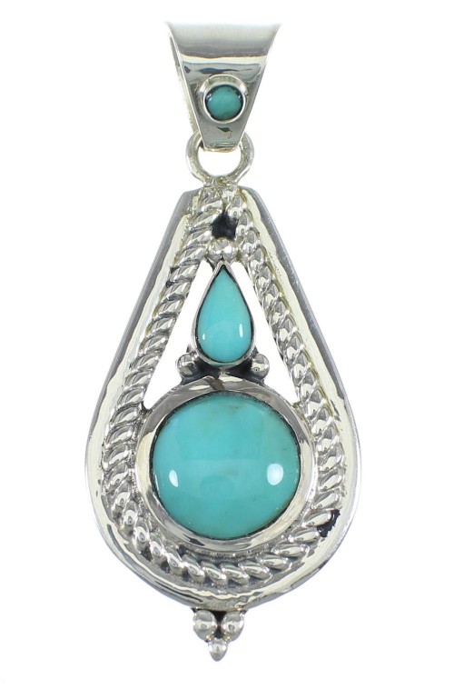 Southwest Turquoise Sterling Silver Slide Pendant WX57942
