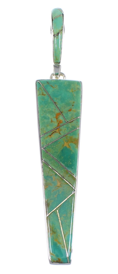 Turquoise Inlay Southwest Sterling Silver Jewelry Pendant WX58056