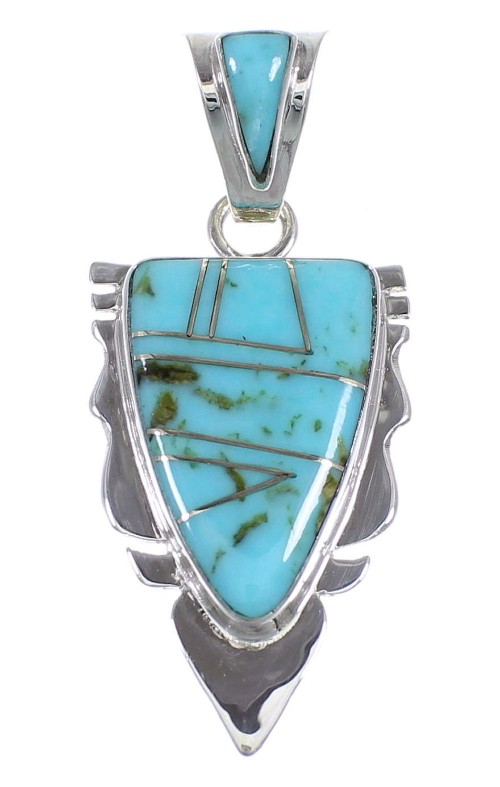 Turquoise And Genuine Sterling Silver Pendant Southwest Jewelry VX55257