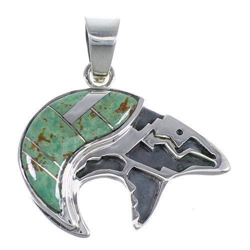 Southwestern Turquoise And Silver Bear Arrow Pendant WX58182