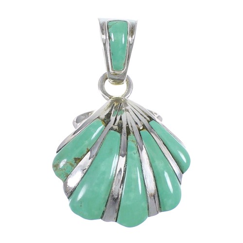 Turquoise Seashell And Sterling Silver Southwestern Pendant WX58217