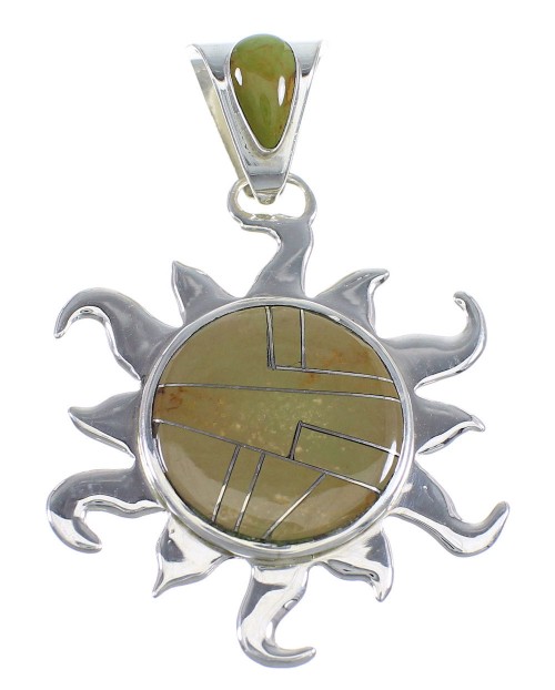 Authentic Sterling Silver Turquoise Sun Pendant VX55171