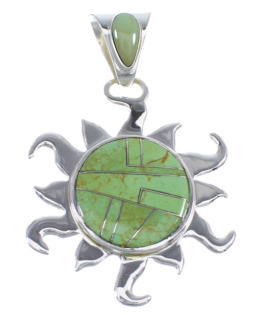 Southwest Sterling Silver And Turquoise Sun Pendant VX55174