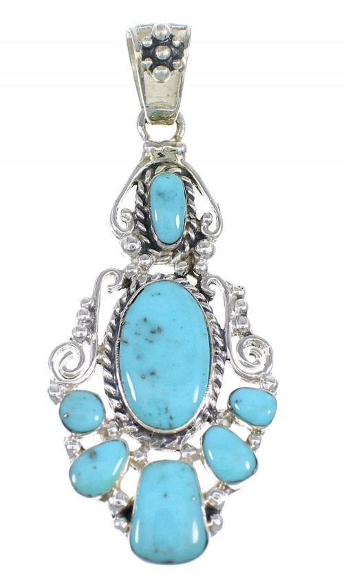 Authentic Sterling Silver And Turquoise Pendant Jewelry VX55249