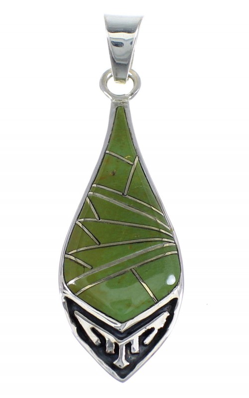 Turquoise Inlay Sterling Silver Southwest Pendant VX54873