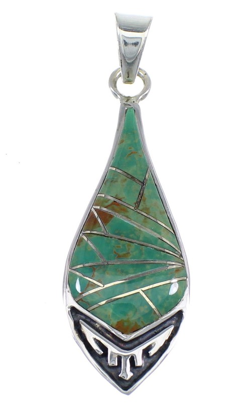 Turquoise Inlay Genuine Sterling Silver Pendant VX54874