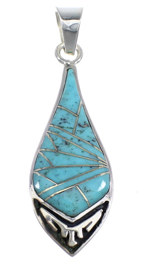 Sterling Silver And Turquoise Inlay Southwest Pendant VX54884