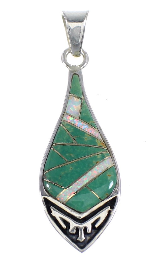 Turquoise And Opal Sterling Silver Southwestern Pendant VX54887