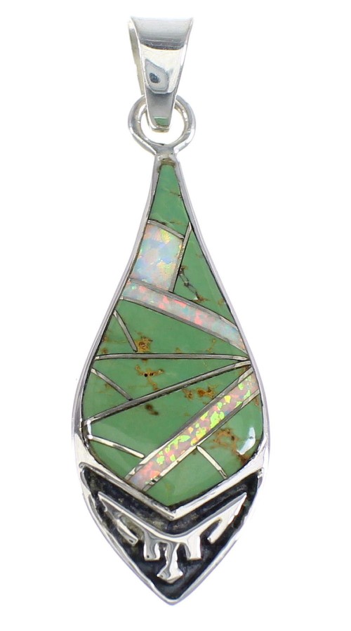 Turquoise And Opal Authentic Sterling Silver Pendant VX54890