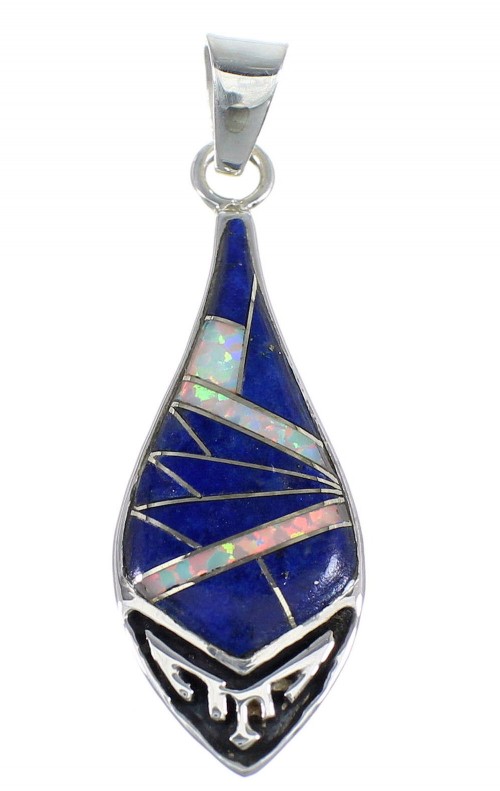 Southwest Lapis And Opal Sterling Silver Jewelry Pendant VX54904