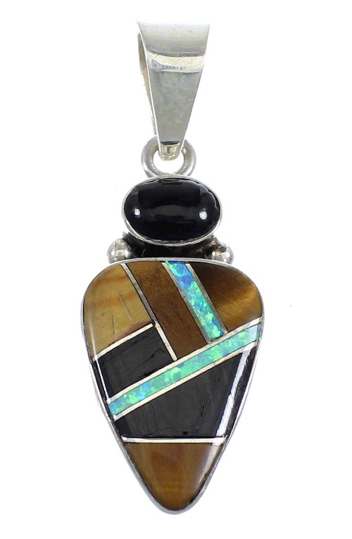 Sterling Silver Multicolor Inlay Southwest Pendant VX54965